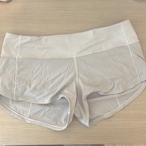 White Lulu Lemon Hotty Hot low rise shorts